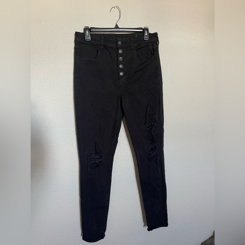 Black High Waisted Ripped Skinny Jeans